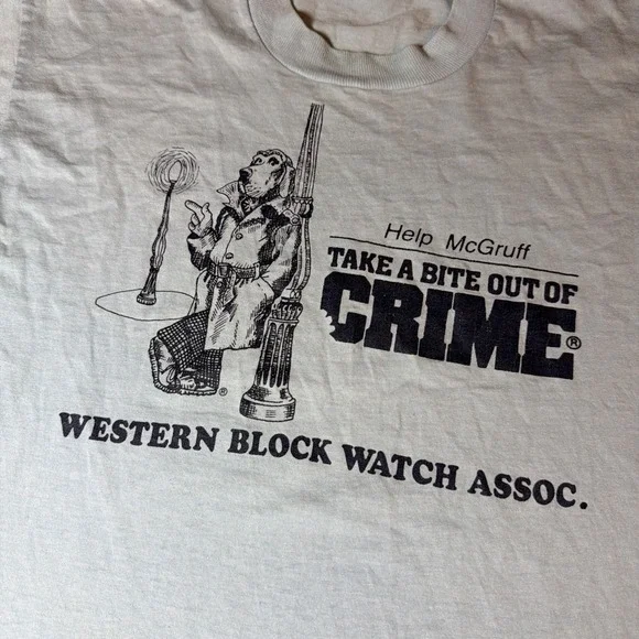 1990s Mcgruff Take A Bite Out Of Crime Vintage T Shirt Large Blue Single Stitch